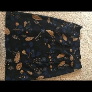 XL Lularoe Cassie Skirt Blue and Gold
